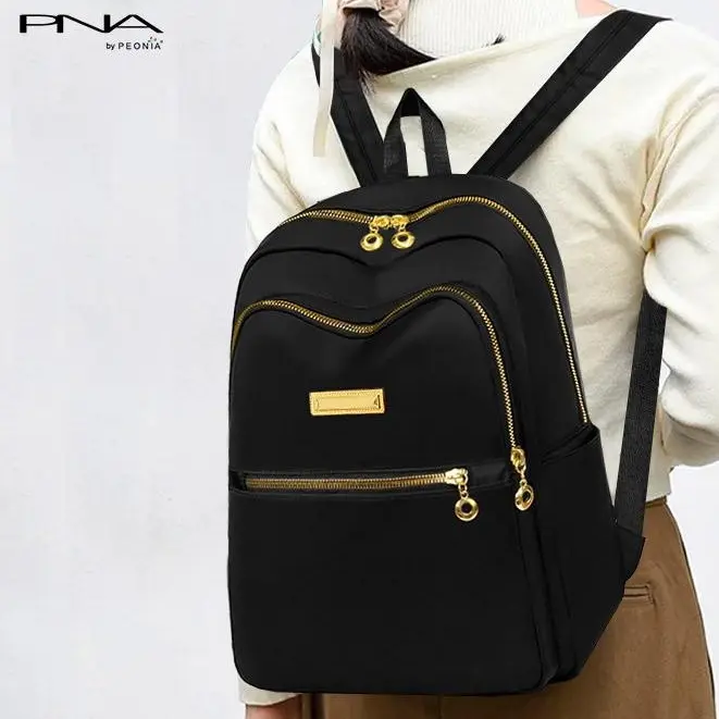 Peonia PNA JIWON Water Resistant Tas Ransel Besar Wanita Unisex Punggung Kantor Kerja Sekolah Kuliah Outdoor Trendy Fashion Style Travel  Haji Umroh Casual Backpack Anak Remaja Perempuan Selempang Cewek Bag Laptop Backpack 0