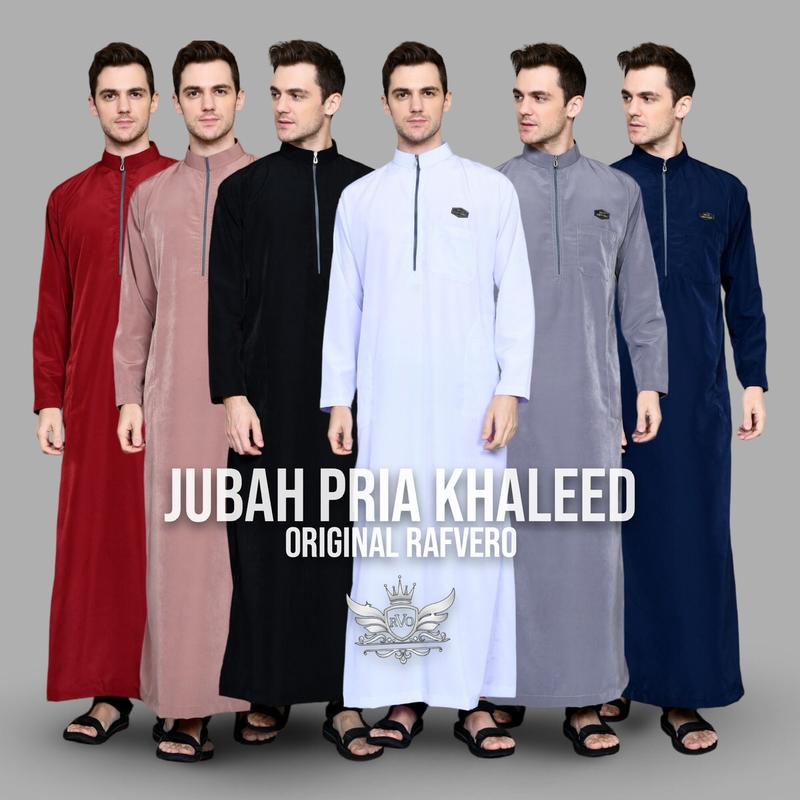 RAFVERO Jubah Pria Khaleed Dewasa Hitam Polos Muslim Panjang Bahan BSY Premium Size M L XL Gamis Pria Lazat Non Katun Non Sutra 7