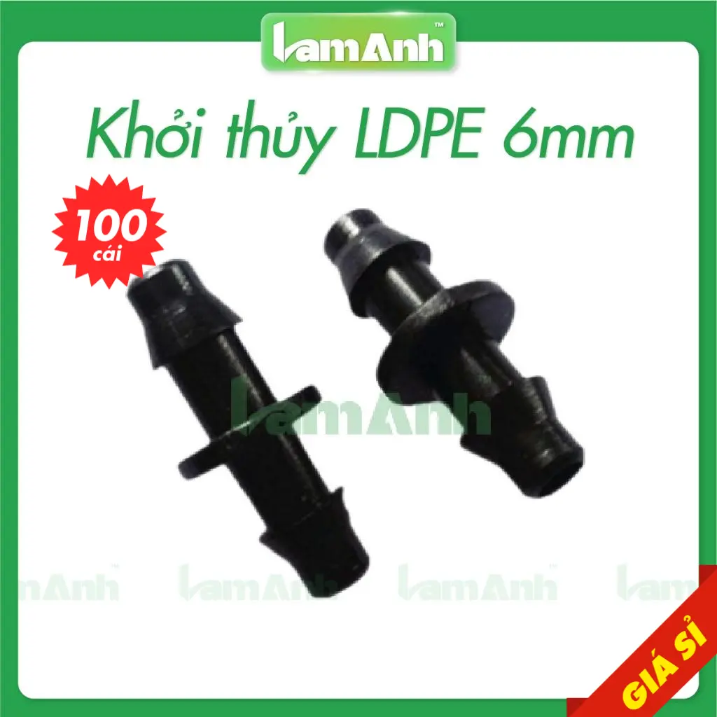Combo 100 khởi thủy 6mm 2 đầu gân, khởi thủy 6, khởi thủy ldpe 6mm, phụ kiện béc tưới - Lam Anh