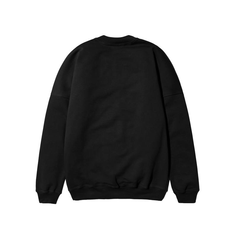 Kattoen - Crewneck Solid Black Sweater Oversized Fleece Basic 3