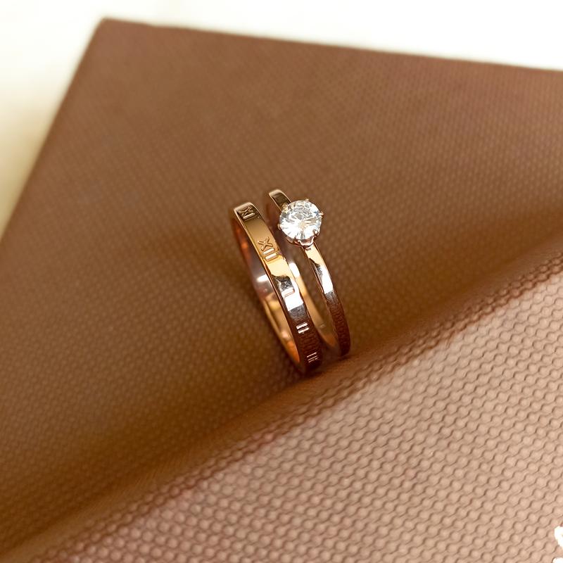 Laurence - Cincin Model Romawi Cincin Wanita Zyrconia Diamond Cincin Wanita Stainless 006 2