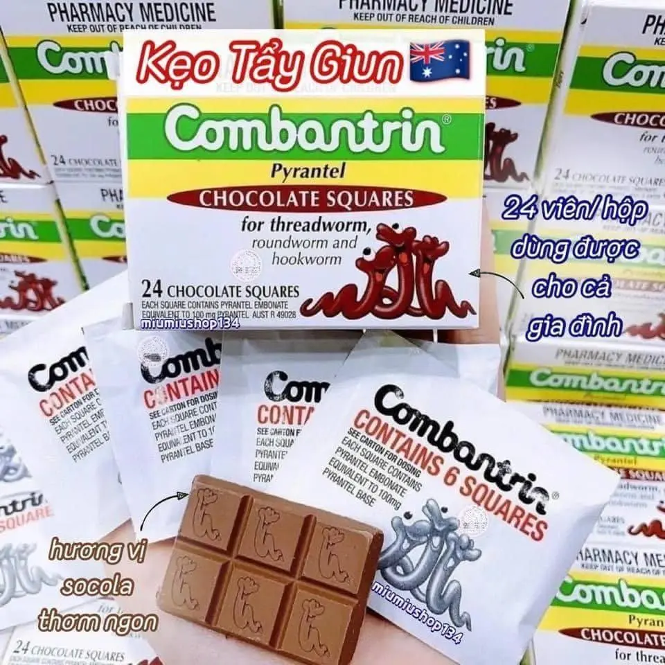 VIÊN TẨY GIUN COMBANTRIN VỊ SOCOLA  100MG 1 VỈ 6 VIÊN