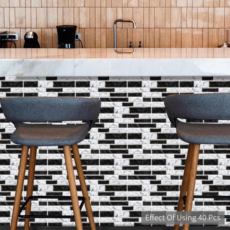 Marble Pattern Tile Sticker, 20pcs Self-adhesive Waterproof Removable Wall Sticker, Peel and Stick Wallpaper for Kitchen Bathroom Backsplash 7