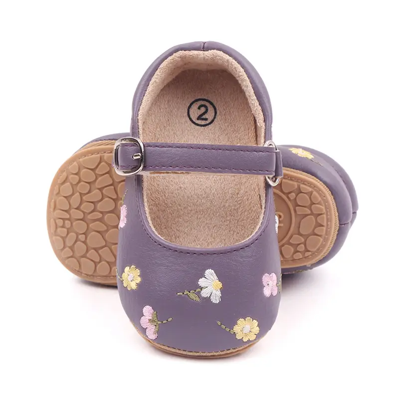 Giày Giày Bệt Mary Jane, Cho Em Bé Gái, Làm Bằng Da PU, Thích Hợp Cho Váy Trẻ Sơ Sinh Giày Công Chúa Thêu Hoa Sandal Cho Bé Dép Sandal Kem 8