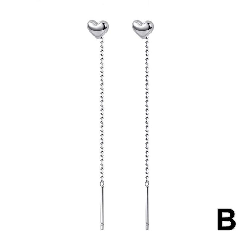 Product Introduction of 1Pair Heart Earrings Ins Temperament Long Heart-shaped Earrings Tassel K8Y8 36