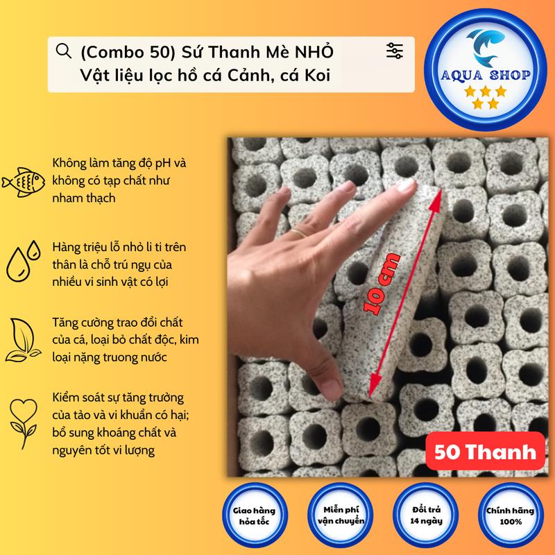 (Combo 50) Sứ Thanh Mè NHỎ - Vật liệu lọc hồ cá Cảnh, cá Koi