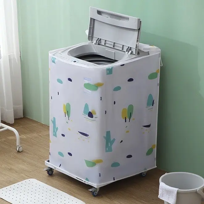 Áo trùm máy giặt cửa trên VẢI TRONG SALIN 9kg, bọc chắn bụi máy giặt 1