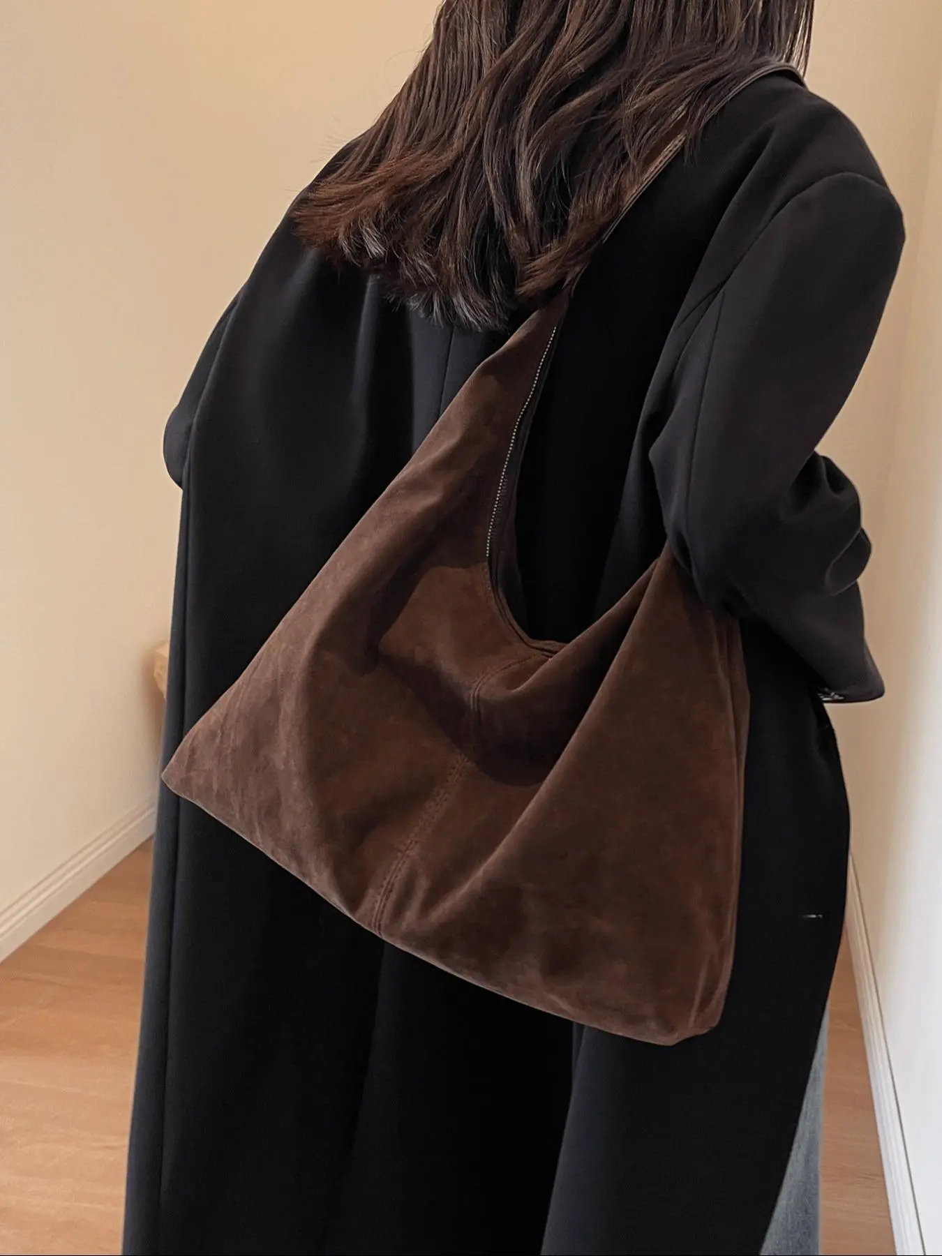 Women's Solid Color Suede Shoulder Bag, Retro Fashion Shoulder Bag for Daily Used, Casual Trendy Versatile High-quality Daily Commuting Bag, Girl Fashionable Bag
