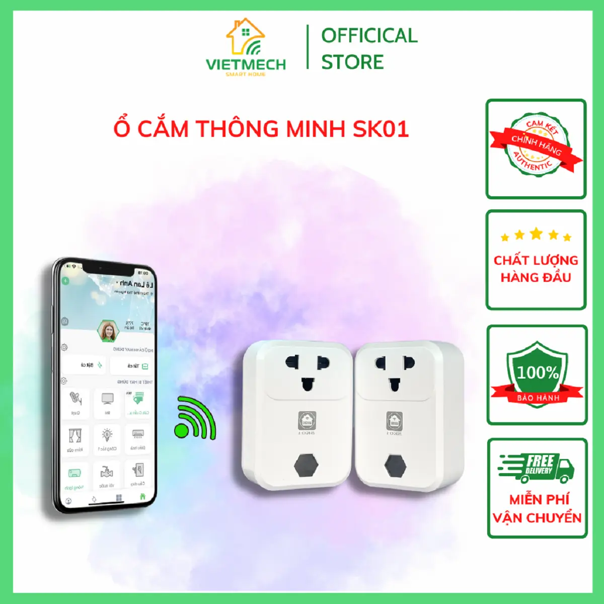 [Hunonic SK01] Ổ cắm thông minh SK01 công suất 4000W điều khiển từ xa qua điện thoại, hẹn giờ bật tắt tự động, điều khiển bằng giọng nói