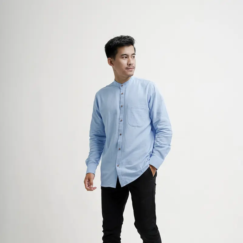 Kemeja Linen Panjang Pria Kerah Sanghai Koko by Bravo Project 4