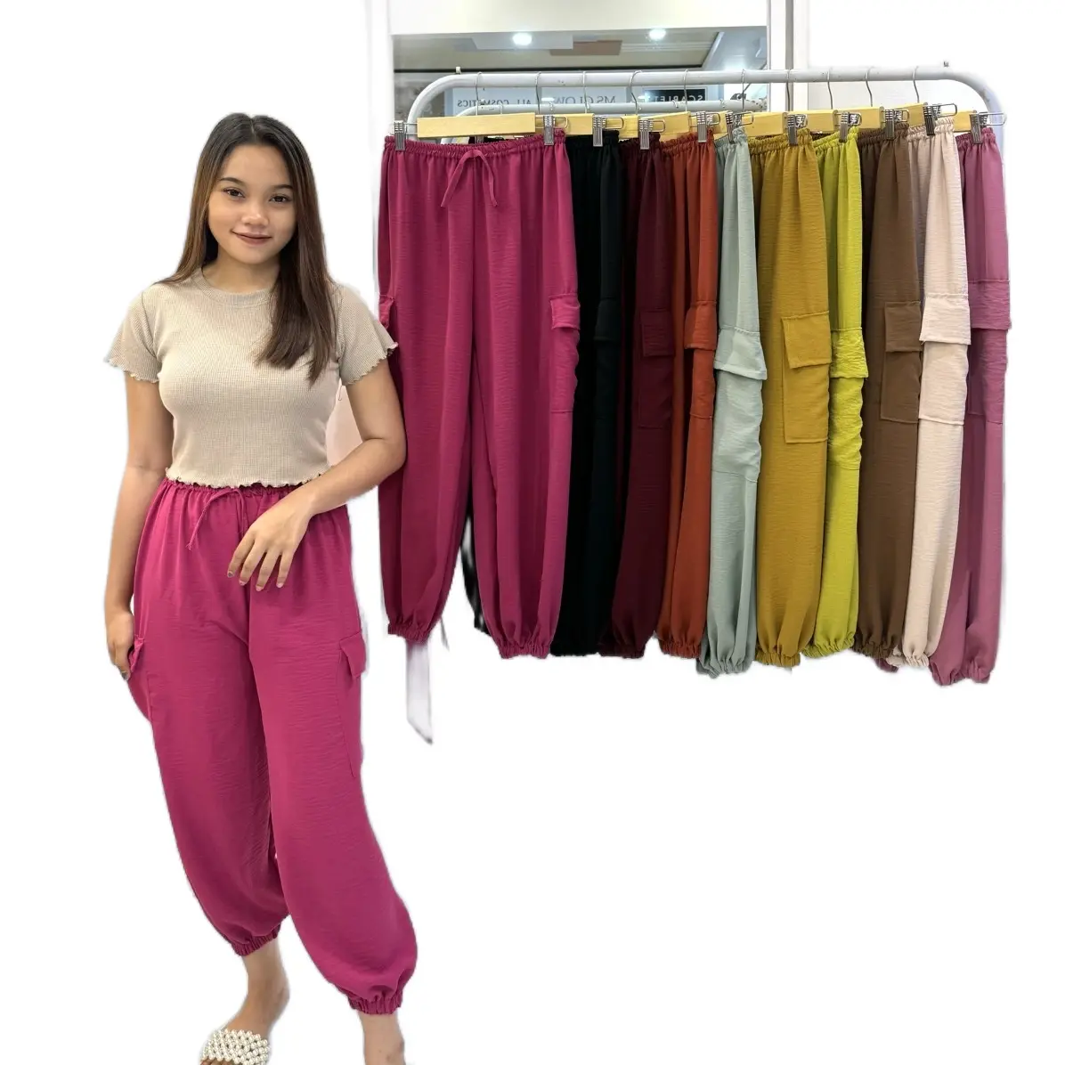 CELANA CARGO JOGER CRINCLE AIRFLOW
