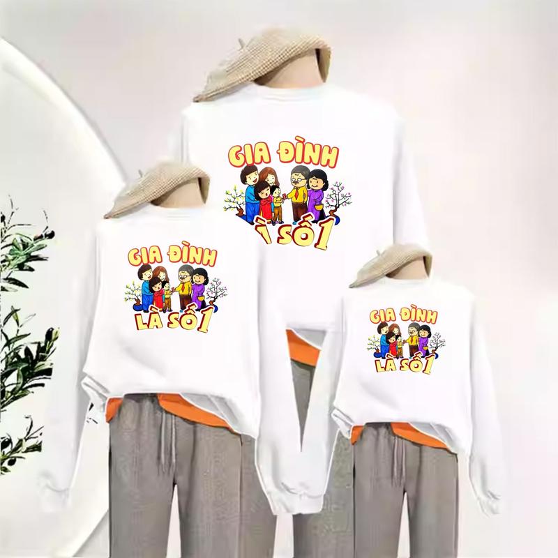 áo sweater gia đình 3/4/5 người FAMILY màu đỏ tết 2024 chất nỉ bông GIÁ SĨ Top Nữ Women 6