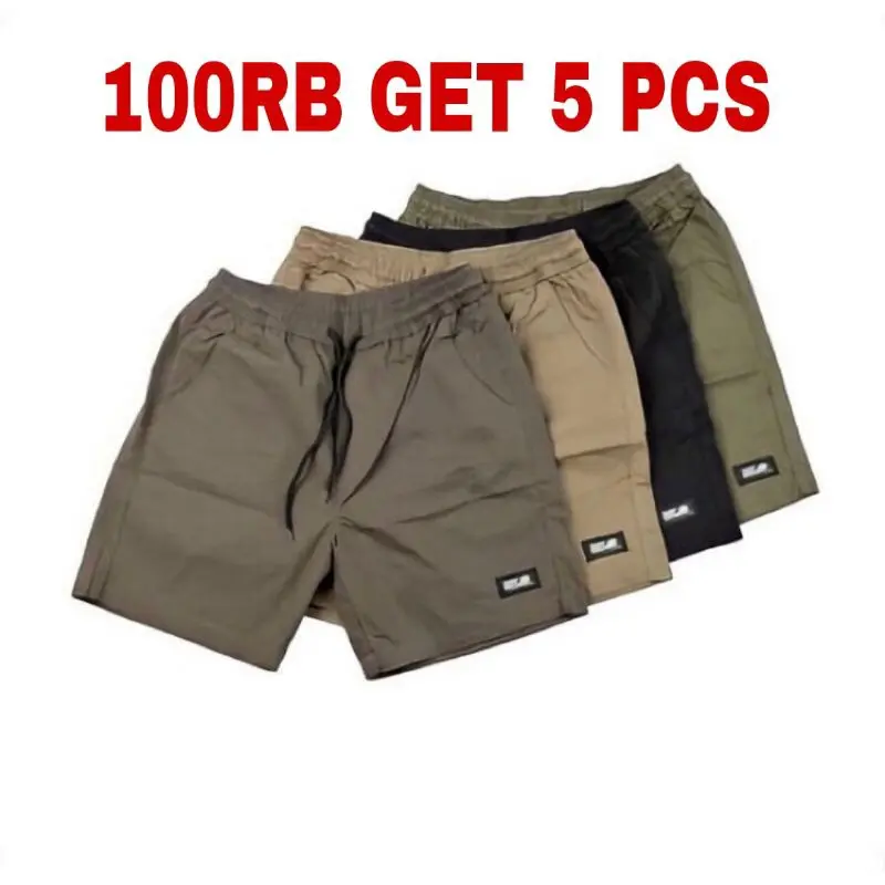 PROMO GILA!!! 100 RIBU DAPAT 5 PCS CELANA PENDEK BOARDSHORT SANTAI UNISEX CELANA PENDEK TWILL Dewasa Katun Nyaman Pria Shorts Panjang Tebal