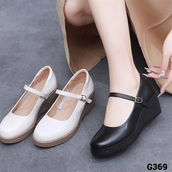 [Màu Đen + Trắng Kem] G369 Giày Búp Bê Nữ Da Bò Đế Xuồng 6P Labag – Sang Trọng Phù Hợp Đi Làm & Dự Tiệc
