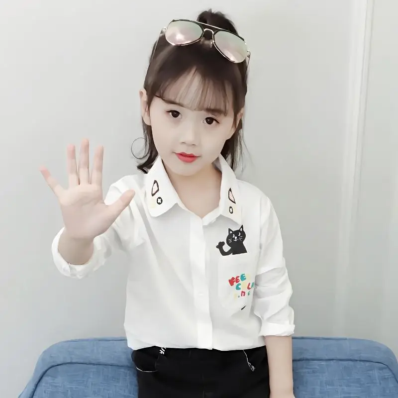 Áo Sơ Mi Bé Gái, Thời Trang, Bộ Đồng Phục Học Sinh Mùa Hè Mới 2024, Áo Sơ Mi Bé Gái, Áo Sơ Mi Trẻ Em, Phong Cách Phương Tây, Phiên Bản Học Sinh, Áo Sơ Mi Trắng Cotton Nguyên Chất