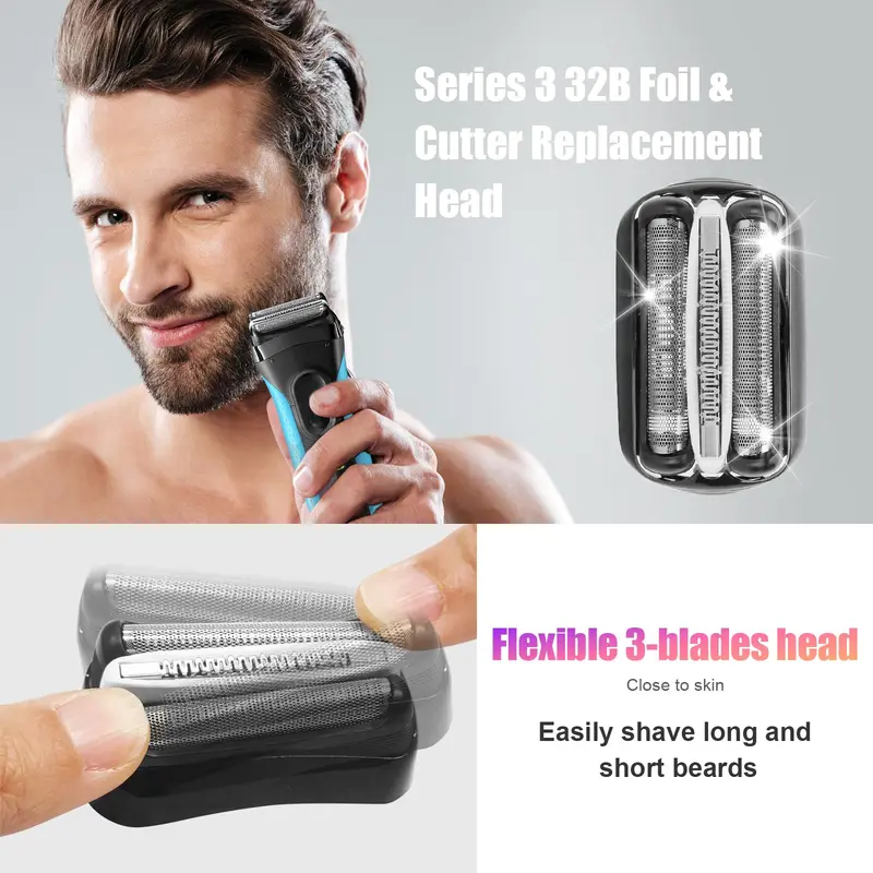 Professional Shaver Replacement Head, Flexible 3-blades Shaver Replacement Heads, Personal Care Accessories for Gifts 3