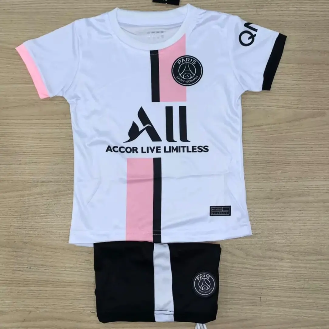 [Có IN Tên] Bộ áo bóng đá trẻ em PSG Trắng Hồng, đủ size cho bé 8-50kg, chất thun lạnh thoáng mát Top Kids Sports