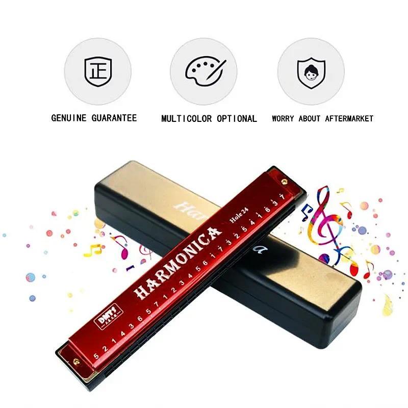 1PCS Professional 24 Hole Harmonica Mouth Metal Organ for Children and Adults Beginners Musical Toys 5