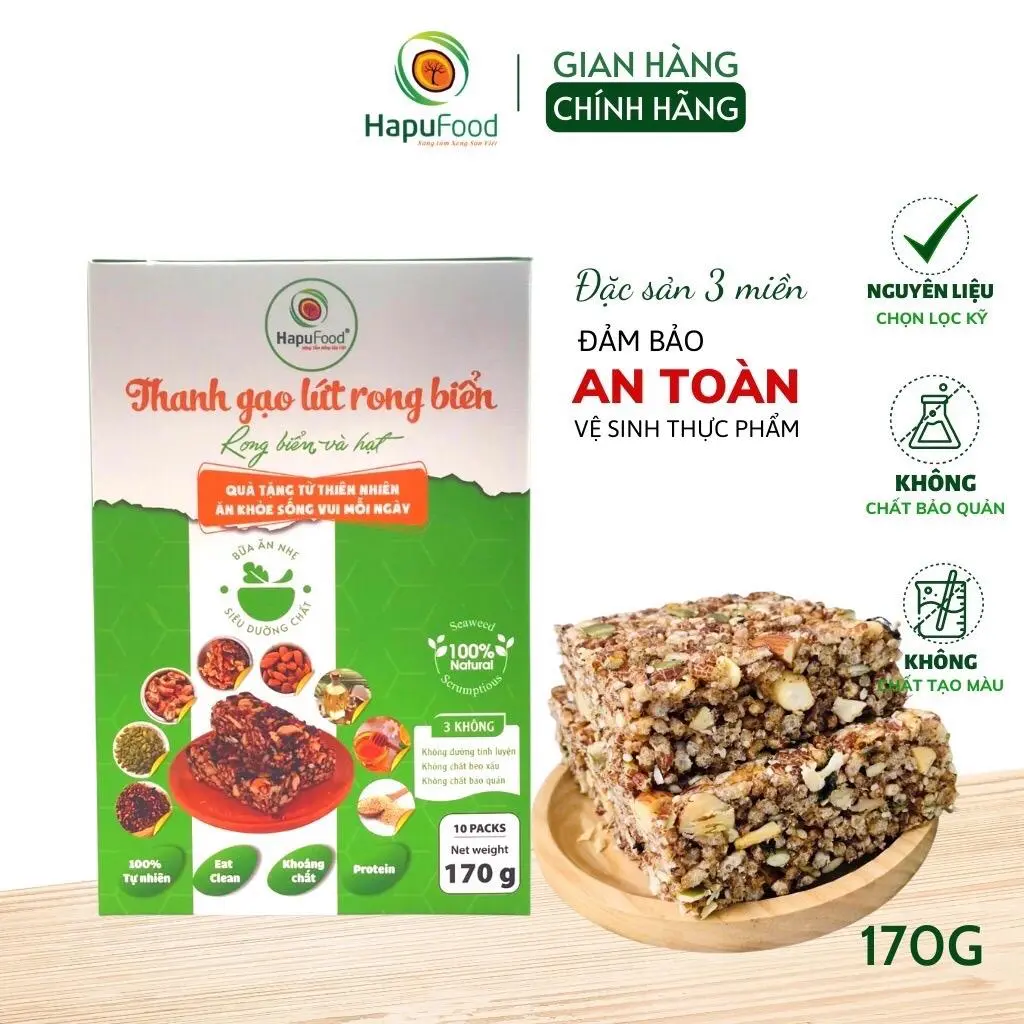 Thanh gao lứt rong biển, ngũ cốc 170g Không đường  - Đồ ăn vặt cho Mẹ và Bé