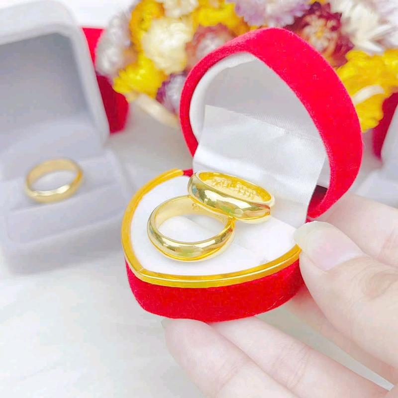 Nhẫn tay trơn đồng đỏ màu vàng 24 bền màu