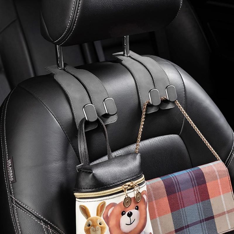 Product Introduction of Car Headrest Hook, 1 Count Car Seat Back Headrest Storage Hook, Leather Car Hook, Useful Hook for Cars, Car Interior Accessories 5