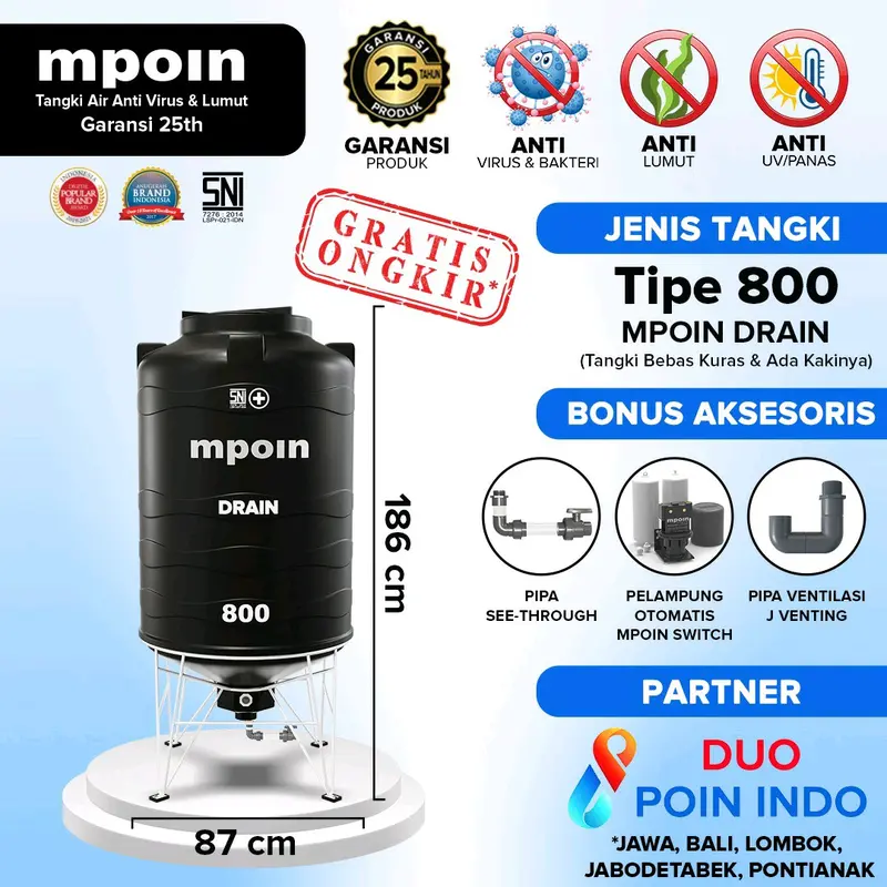 MPOIN 400/600/800/1200/1500/2000  DRAIN SERIES TANDON AIR/TOREN AIR/TANGKI AIR 1
