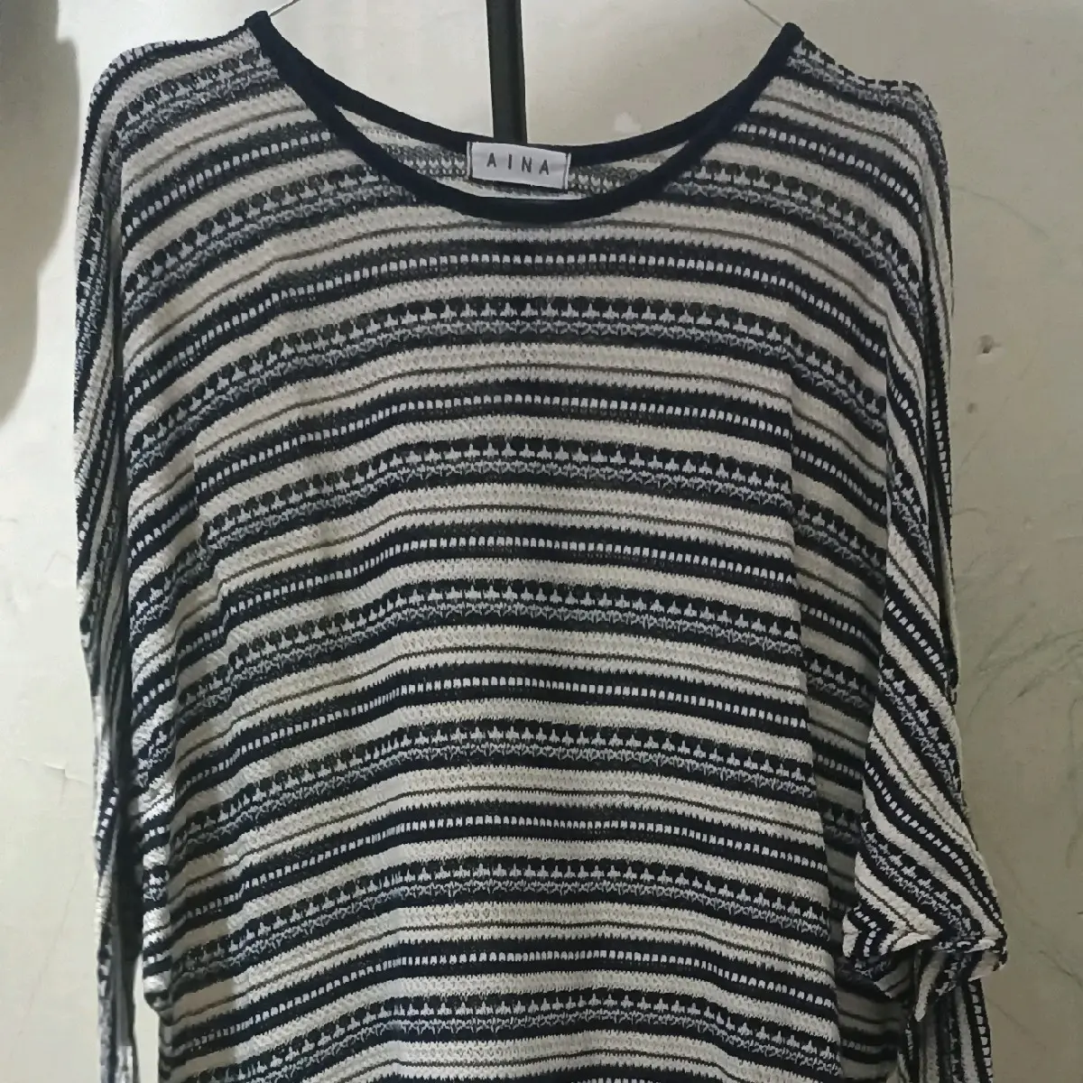batwing rajut salur lengan panjang Setrip Santai
