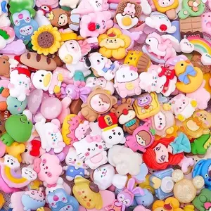 100pcs bros mini dagu terbaru karakter lucu sery clay multi warna Bros Bros Bros Plastik Pink Pink Plastik Clips bros baju