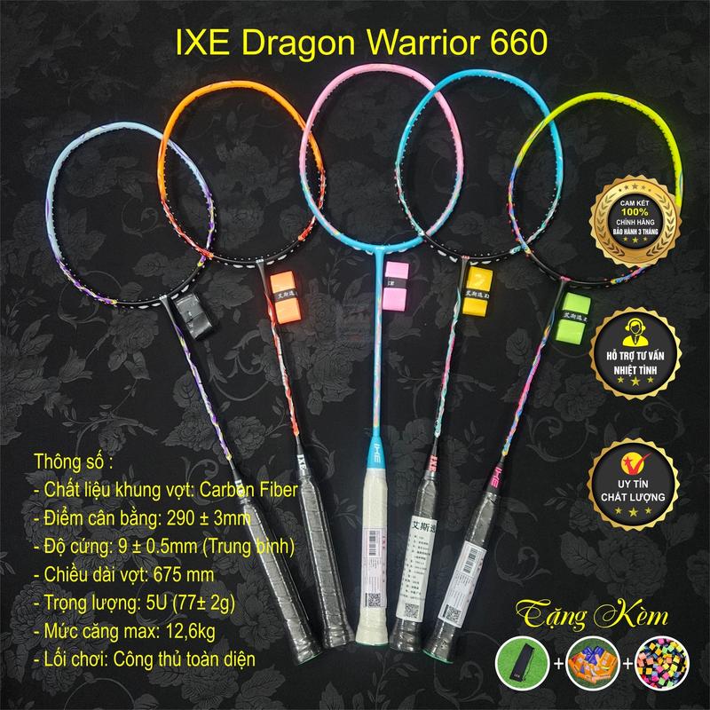 Vợt Cầu lông IXE Dragon Warrior 660 Căng sẵn cước + Quấn cán