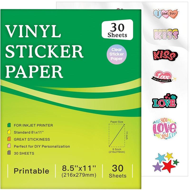 30 Sheets Printable Clear Sticker Paper for Inkjet Printer, - TikTok Shop
