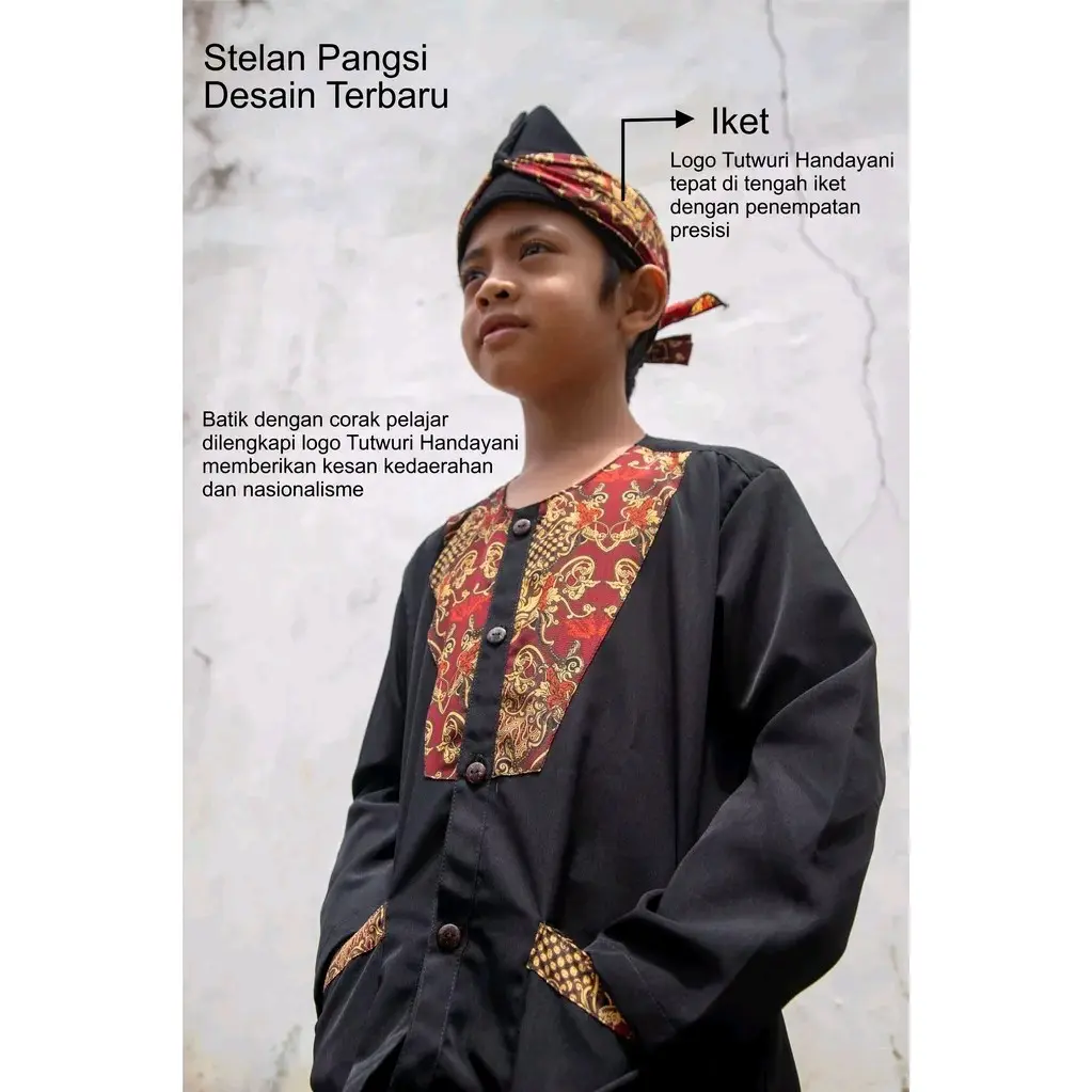 Baju Pangsi Anak Baju Tradisional Sunda - Baju Setelan Salontreng Baju Stelan Sekolah Kekinian Lengan panjang