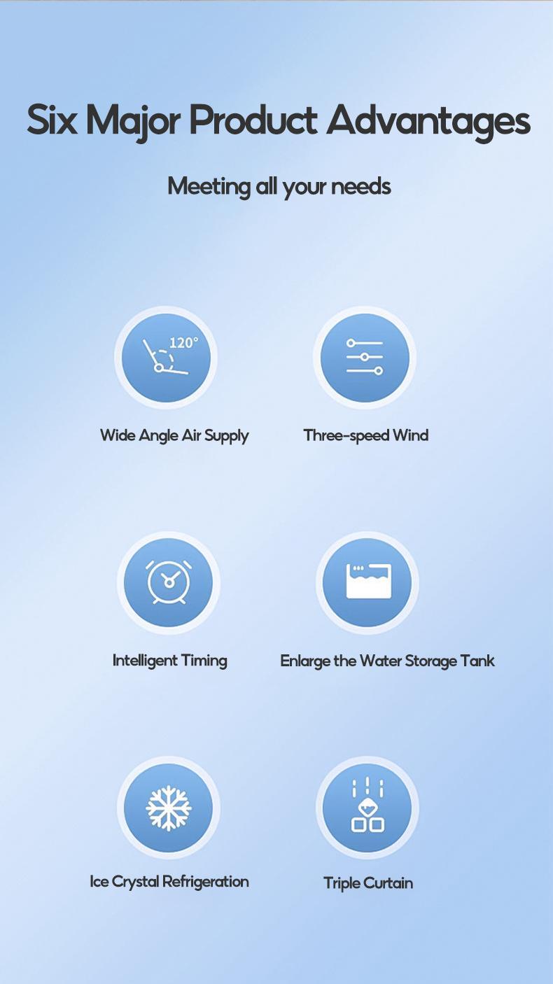 Product Introduction of Tixx Air Cooler Fan 50L Air Conditioning Water Tank Air Cooler Household High Air Volume Tower Fan Third Gear Rapid Cooling of Large Area Wide-Angle for Room Stand Fan Portable Aircon Electric Fan Humidifier With Free Ice Crystals And  Remote Control 28