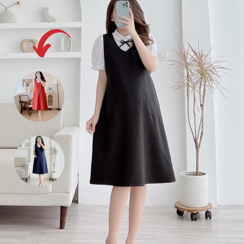  Yếm Bầu  Suông  2 Túi Cổ V   Form Dễ Mặc Thoải Mái Suốt Thai Kì & Sau Sinh Váy Bầu Đầm Bầu Váy Bầu Đầm Bầu 