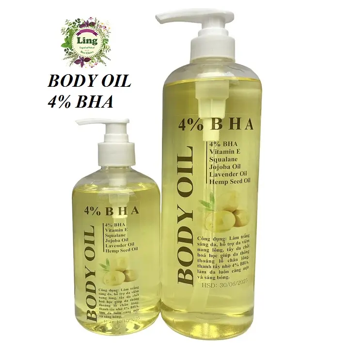 Chai 1 lít Body Oil 4% BHA - Dưỡng Ẩm Da & Giúp Da Săn Chắc Dưỡng Body Massage Làm Đẹp Da Dưỡng Da Body（miễn phí vận chuyển）