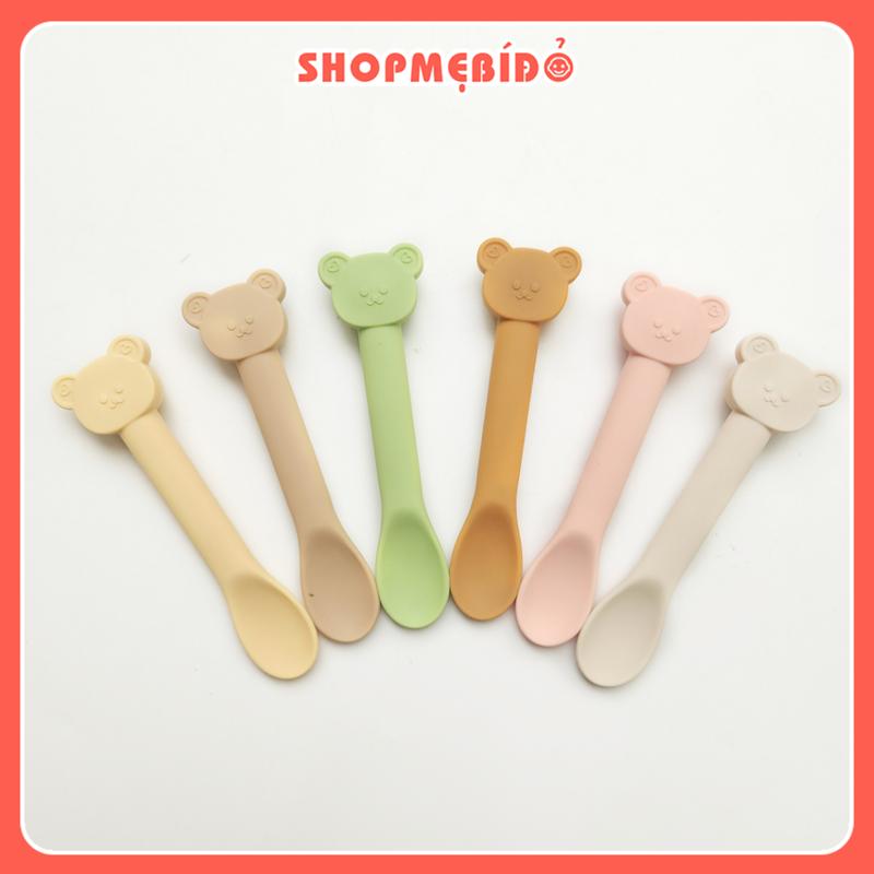 Thìa Ăn Dặm Silicon Cao Cấp Hình Gấu Cho Bé Ăn Dặm Kiểu Nhật Và Truyền Thống Shop Mẹ Bí Đỏ