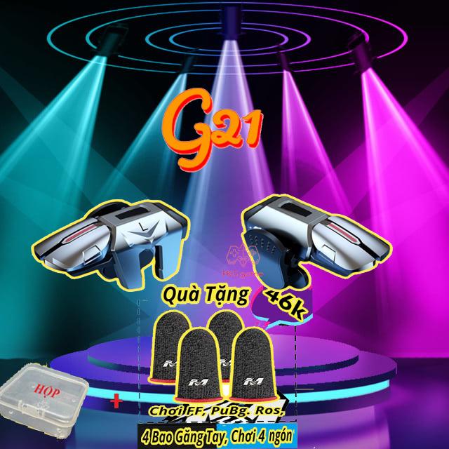 Bản G21 - Nút bấm chơi game PUBG mobile , Free Fire, FF,...ROS Phụ kiện chơi game 6 ngón 4 nút mới tay cầm gaming điện thoại siêu nhạy, nút bắn hỗ trợ chơi game.
