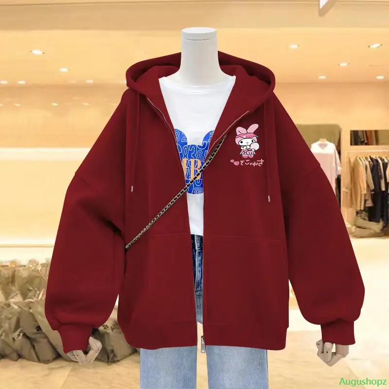 Augushopz เกาหลี ล่าสุด เสื้อกันหนาวมีฮู้ด 4สี M-2XL คาร์ดิแกนซิปแขนยาว#1570 คลังสินค้า Clothing ผู้หญิง Women แจ็กเก็ต