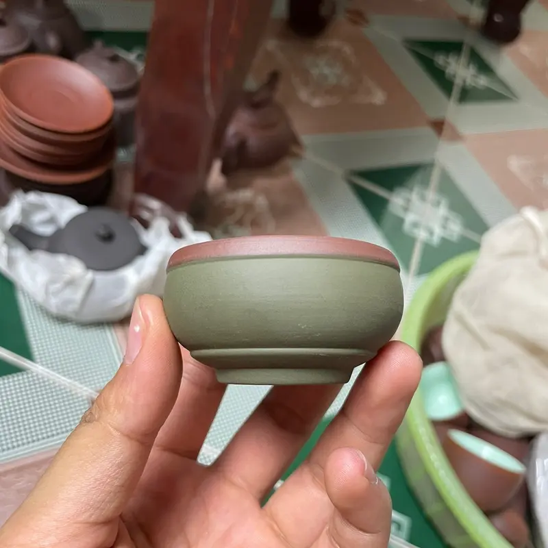 Bộ ấm chén thạch biều tam giác như ý xanh 200ml nghệ nhân 2N 4