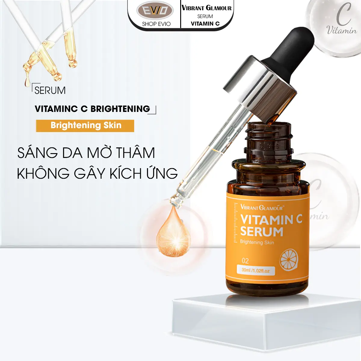 Serum Vitamin C hỗ trợ giảm mờ thâm giảm mụn làm sáng tông màu da ngăn ngừa lão hóa Skincare Trà