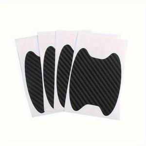 4 x Calcomanías para puertas de fibra de carbono, protectores de manija de coche resistentes a rasguños, calcomanías exteriores autoadhesivas mate con patrones de rayas, de uso único - Ajuste para manijas delanteras en superficies plásticas