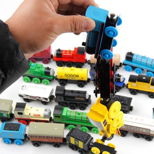 Product Introduction of [In stock] Wooden train Thomas James wooden magnetic link magnet train small train, locomotive, carriage, track sliding children's toy magnetic locomotive 7