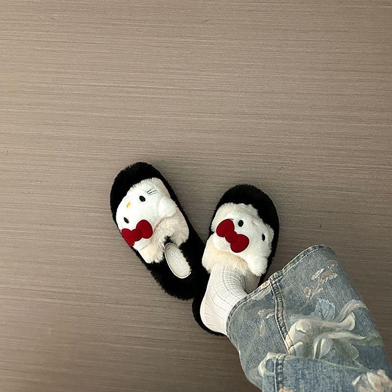 Dép Lông Mịn Hello Kitty, Thiết Kế Hoạt Hình Dễ Thương, Dành Cho Nữ, Thích Hợp Cho Mùa Thu Và Mùa Đông, Hàng Mới Về, Sử Dụng Trong Nhà Và Ngoài Trời, Chất Liệu Nhồi Bông Dép Bông Đế Dày