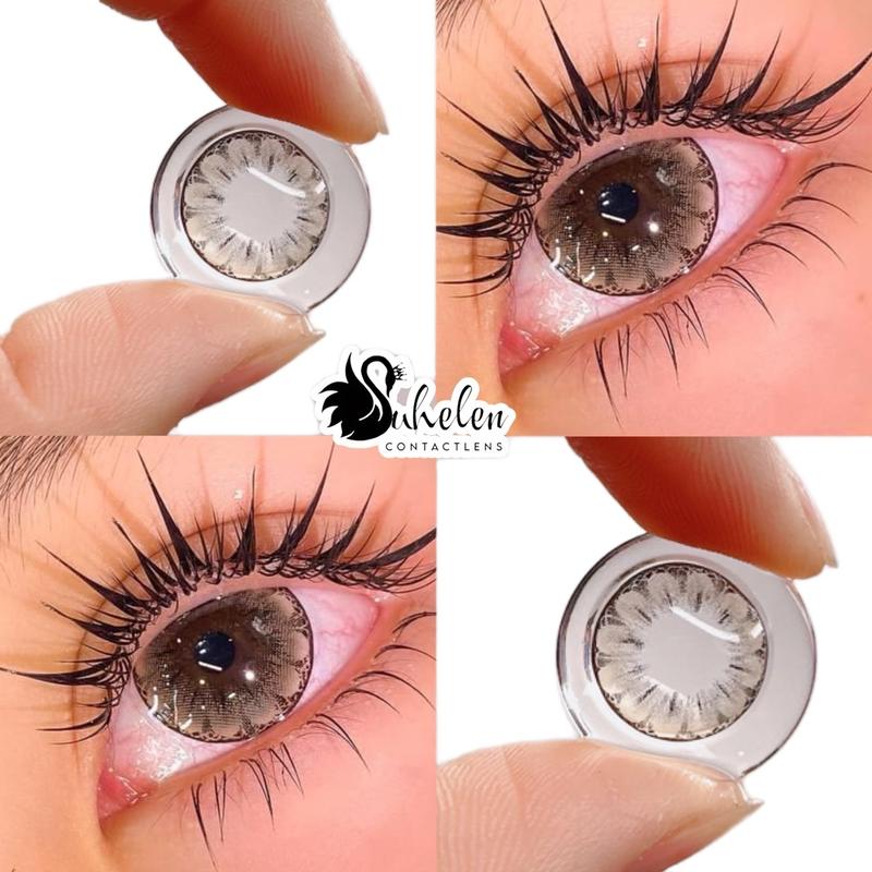 (CÓ ĐỘ CậN ) Kính Áp Tròng  Nâu Hoa vân đá búp bê lens mắt giãn tròng 14.5 Lens