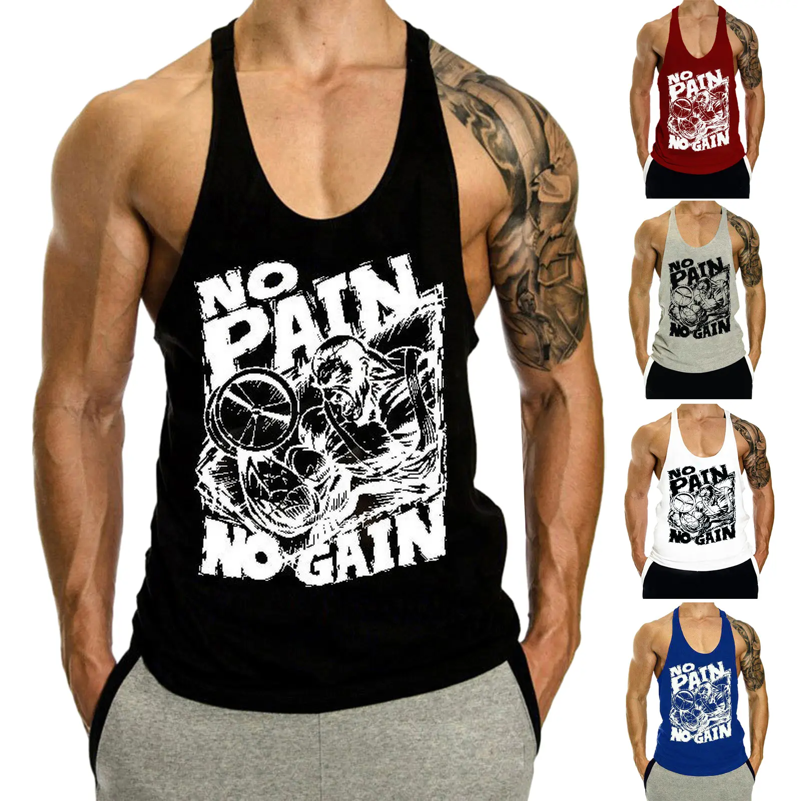 Áo Ba Lỗ Mùa Hè Cho Nam, Không Tay, Dáng Ôm, Phong Cách Hip Hop, In Chữ, Mềm Mại Và Co Giãn, Cổ Chữ U, Thấm Hút Mồ Hôi, Thể Dục Thường Ngày Tập Gym, Áo Ba Lỗ Nam