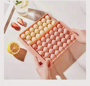 1 set 4pcs Cetakan Es Model Batu Bulat Isi 33 Grid Bisa Untuk Membuat Coklat , Jelly , Es Buah Dan Lain Ada jumbo 7 warna Cream
