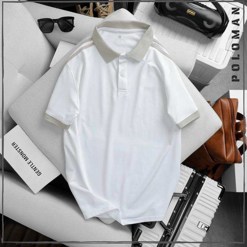 Áo Có Cổ POLOMAN ADDAS Vải CVC Cá Sấu Sang Trọng, Đứng Form -  Thời Trang Shirt Cộc Tay  Menswear UMA Tay Ngắn POLOMANOR  Ngắn Tay Có Cổ Đen Teddy Bear Cotton thanh lịch thường Thun Thun