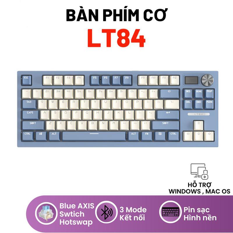 [ Siêu Rẻ ] Bàn Phím Cơ Không dây LANGTU LT84 PRO - Màn Hình Led, Núm Tùy Chỉnh - Led RGB - 3 Chế độ
