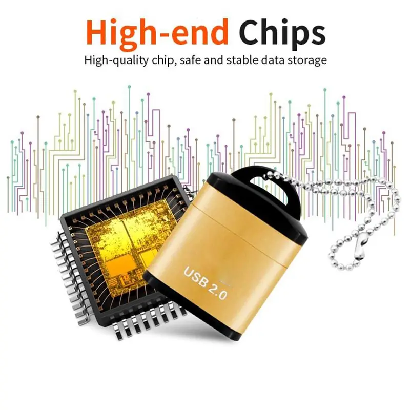 Đầu Đọc Thẻ TF Mini, Dây Chuyền Đeo Thắt Lưng Vỏ Nhôm, USB 2.0, Thẻ T-Flash, Bộ Nhớ Máy Tính, Di Động, S5A0 5