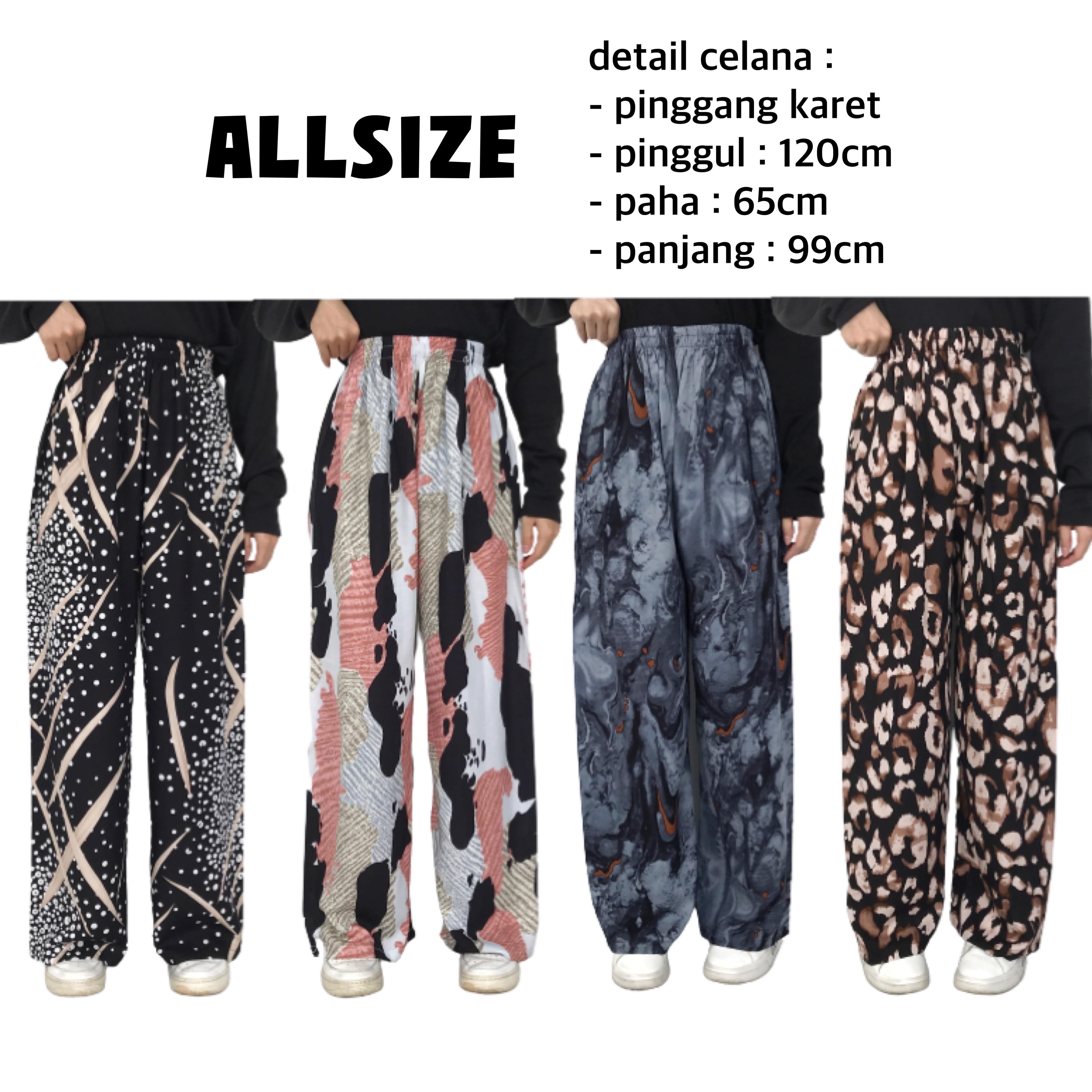 Celana Motif Wanita Kallyoutfit Rayon Kulot Panjang Part 2 Garis Kain Adem Flowy Lembut Tidak Tebal Cocok Untuk Santai Di Rumah Dan Keluar Rumah