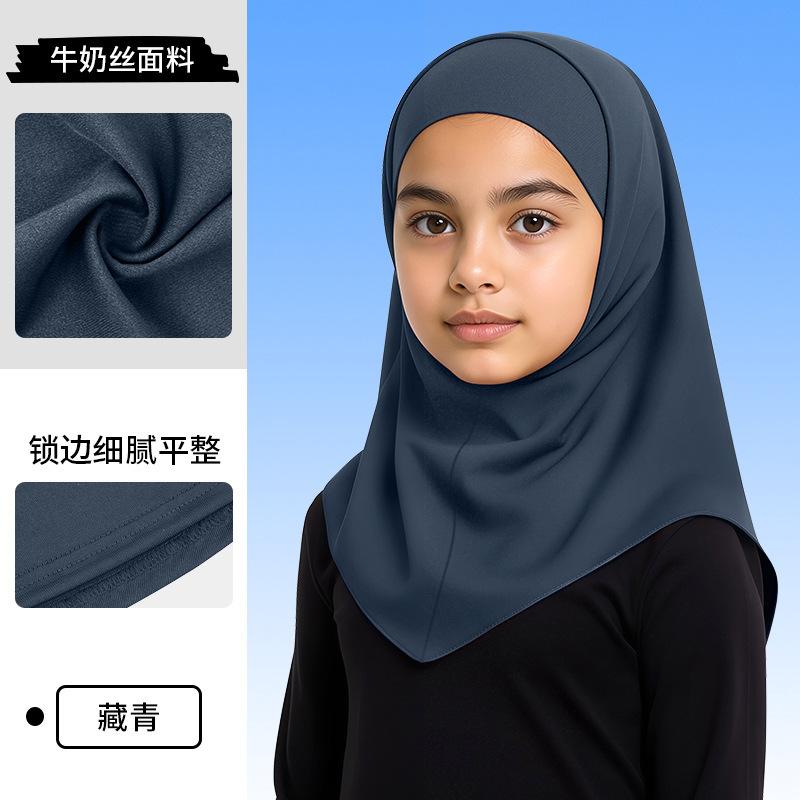 Malaysian Headscarf Summer Outdoor Sunscreen Headscarf Hat Lightweight Ice Silk Children's Head Cover 8